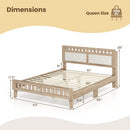 Queen Wood Bed Frame with Upholstered Headboard