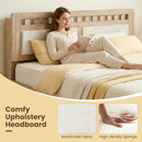 Queen Wood Bed Frame with Upholstered Headboard