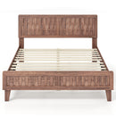 Mid Century Queen Size Bed Frame with Woven Accent Headboard