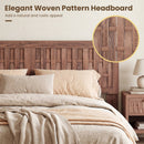 Mid Century Queen Size Bed Frame with Woven Accent Headboard