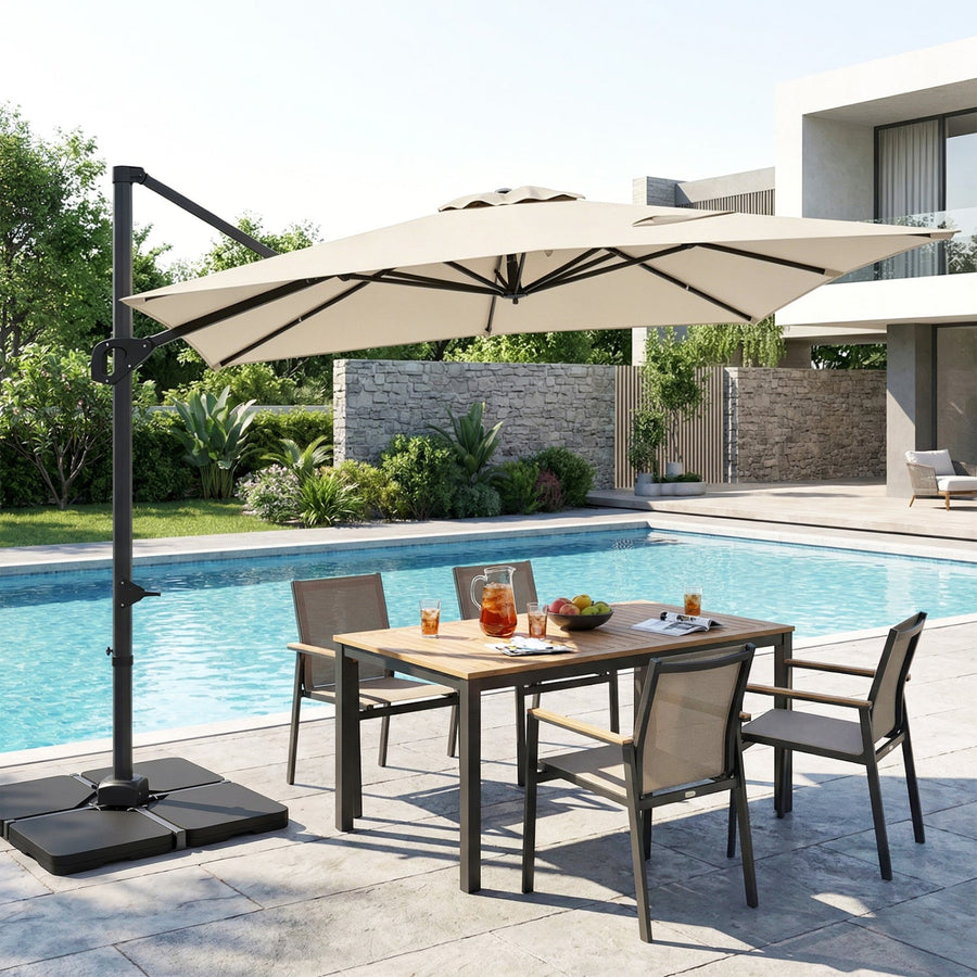 Offset Hanging Patio Umbrella 11x9 ft with 220 lb Base