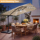 10 FT Cantilever Patio Umbrella with Solar LED Lights & Base