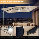 10 FT Cantilever Patio Umbrella with Solar LED Lights & Base