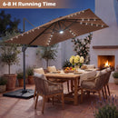 10 FT Cantilever Patio Umbrella with Solar LED Lights & Base