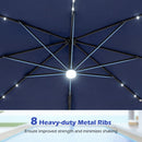 10 FT Cantilever Patio Umbrella with Solar LED Lights & Base