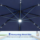 10 FT Cantilever Patio Umbrella with Solar LED Lights & Base