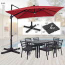 10 FT Cantilever Patio Umbrella with Solar LED Lights & Base