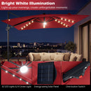 10 FT Cantilever Patio Umbrella with Solar LED Lights & Base