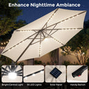 10 FT Cantilever Patio Umbrella with Solar LED Lights & Base