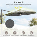 10 FT Cantilever Patio Umbrella with Solar LED Lights & Base