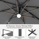 10 FT Cantilever Patio Umbrella with Solar LED Lights & Base
