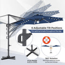 10 FT Cantilever Patio Umbrella with Solar LED Lights & Base