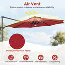 10 FT Cantilever Patio Umbrella with Solar LED Lights & Base