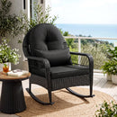Outdoor Wicker Rocking Chair with Cushions and Anti-Tip Stoppers