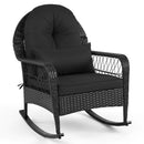 Outdoor Wicker Rocking Chair with Cushions and Anti-Tip Stoppers