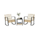 3-Piece Rattan Patio Conversation Set with Rocking Chairs