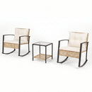 3-Piece Rattan Patio Conversation Set with Rocking Chairs