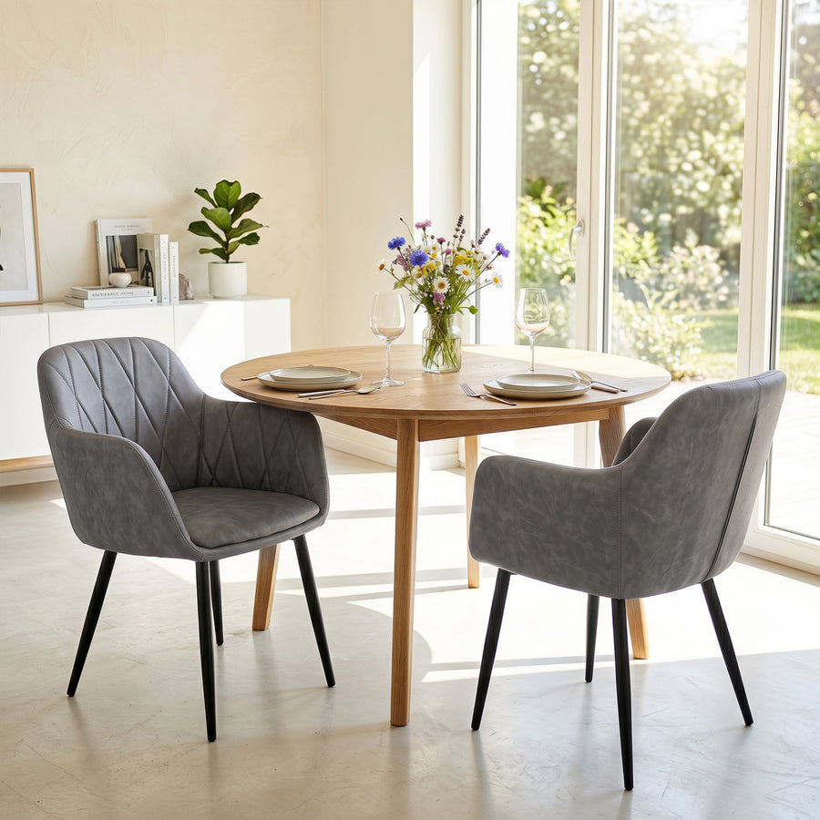 Upholstered Dining Chairs Set of 2 with Curved Back