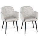 Upholstered Dining Chairs Set of 2 with Curved Back