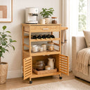 Rolling Kitchen Island Cart with Wine Rack and Storage
