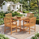 5-Piece Acacia Wood Patio Dining Set for 4 with Umbrella Hole