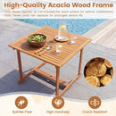 5-Piece Acacia Wood Patio Dining Set for 4 with Umbrella Hole
