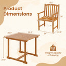 5-Piece Acacia Wood Patio Dining Set for 4 with Umbrella Hole
