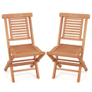Teak Wood Folding Patio Dining Chairs Set of 2