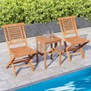 Teak Wood Folding Patio Dining Chairs Set of 2