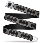 Batman Full Color Black Silver Black Seatbelt Belt - Bat Signal-5 Black/Gray/Black Webbing