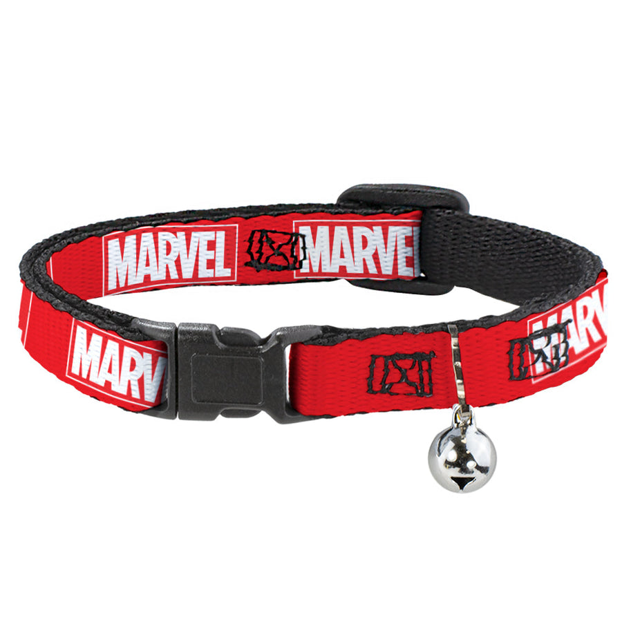 Cat Collar Breakaway - MARVEL Red Brick Logo Red White