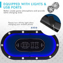 Foldable 10-Player Poker Table with LED Lights and USB Ports Ideal for Texas Casino