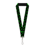 Lanyard - 1.0" - Question Mark Scattered2 Black Neon Green