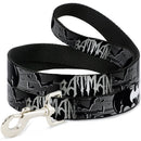 Dog Leash - BATMAN w/Bat Signals & Flying Bats Black/White