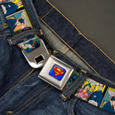 Superman Full Color Blue Seatbelt Belt - Superman Comic Panels Webbing