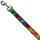 Dog Leash - Justice League New 52 4-Superhero Poses/Scattered Logos Multi Color/Black