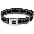 Batman Black/Silver Seatbelt Buckle Collar - Bat Logo Transitions Gray/Black