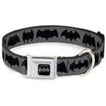 Batman Black/Silver Seatbelt Buckle Collar - Bat Logo Transitions Gray/Black