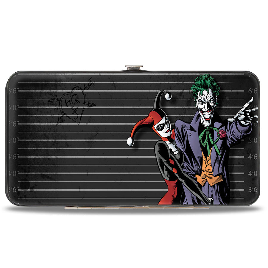 Hinged Wallet - Harley Quinn Hugging Joker Pose Lineup Grays