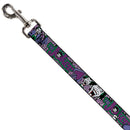 Dog Leash - Joker Face/Logo/Spades Black/White/Purple