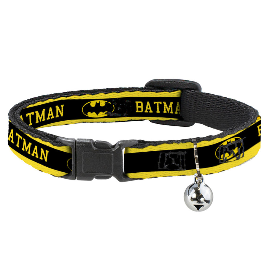 Cat Collar Breakaway - BATMAN Logo Stripe Yellow Black