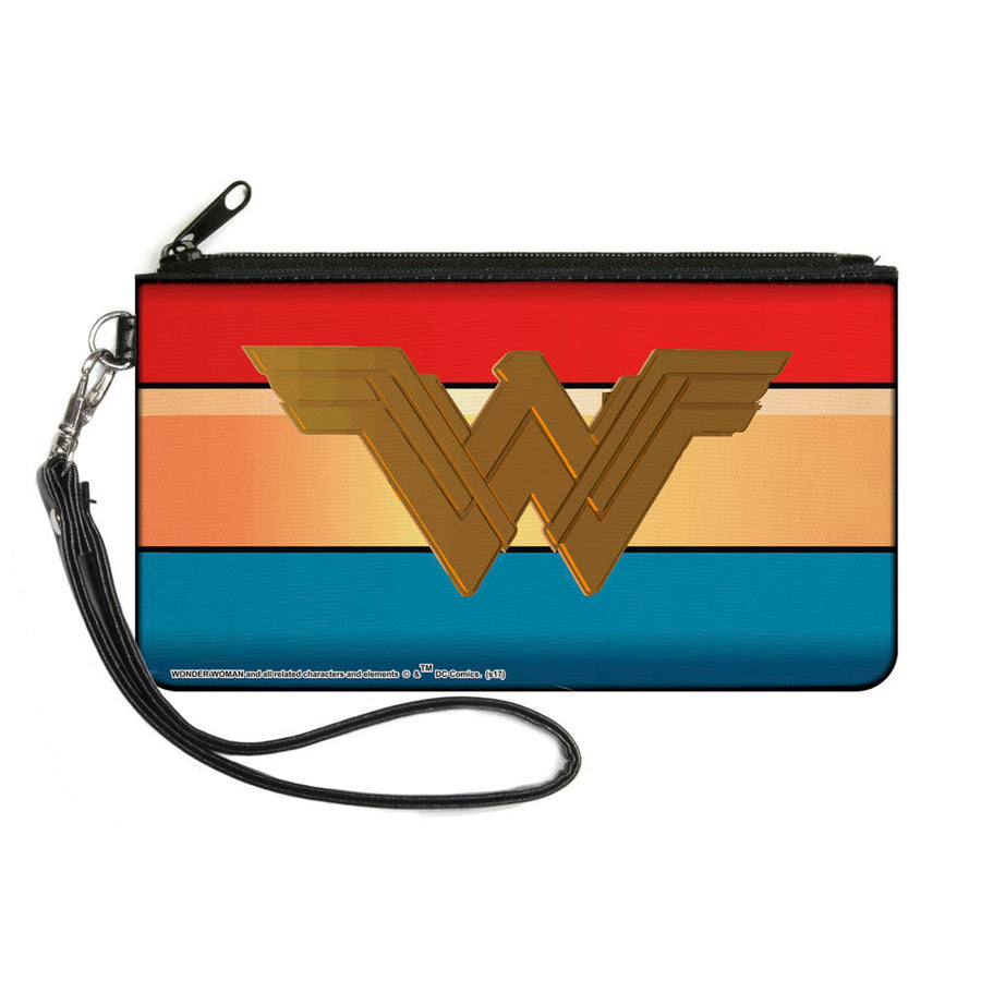 Canvas Zipper Wallet - SMALL - Wonder Woman 2017 Icon Stripe Red Golds Blue