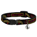 Cat Collar Breakaway - DEADPOOL'S CHIMICHANGAS and Logo Black Gold Red