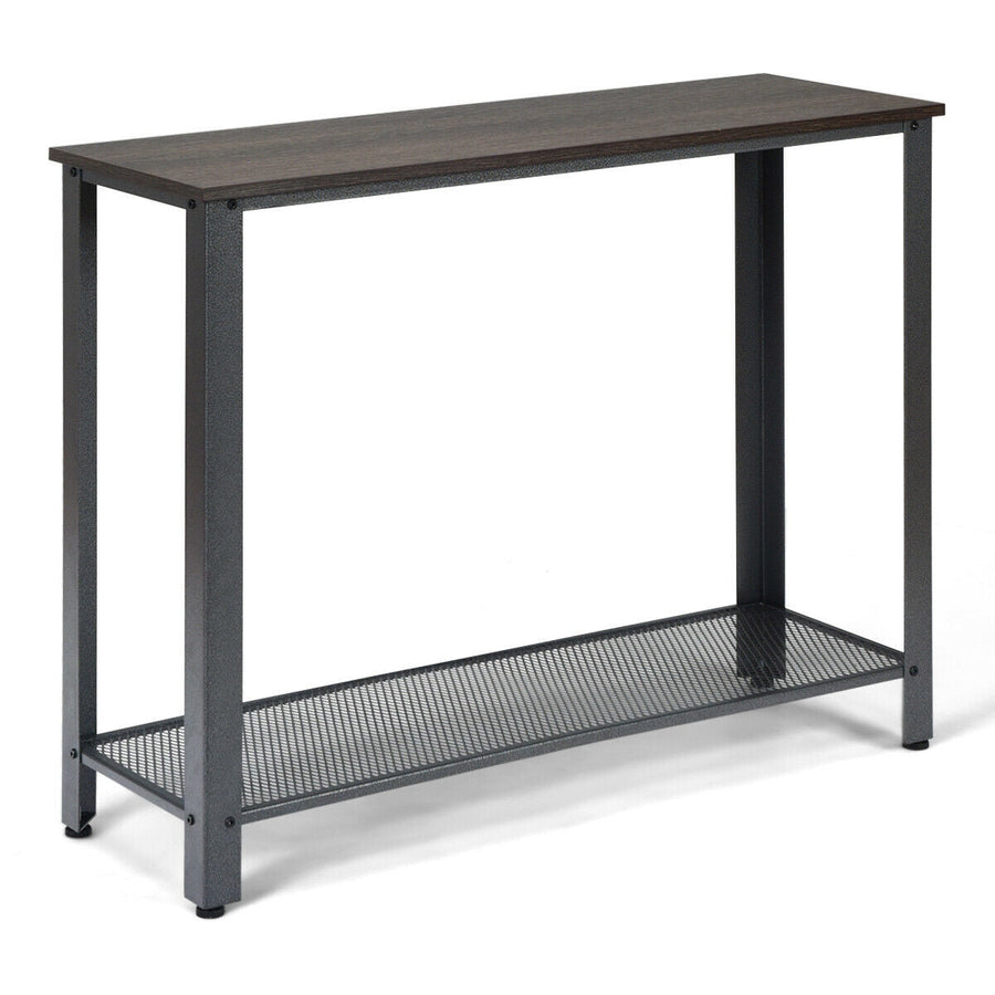 Metal Frame Wood Console Sofa Table with Storage Shelf