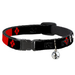 Cat Collar Breakaway - HARLEY QUINN Diamonds Black Red White