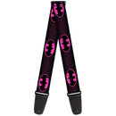 Guitar Strap - Batman Shield Chainlink Black Hot Pink