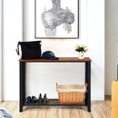 Metal Frame Wood Console Sofa Table with Storage Shelf