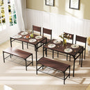 Industrial Style Rectangular Kitchen Table with Bench and Chairs
