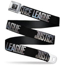 JL 2017 Badge Full Color Black Grays Seatbelt Belt - JUSTICE LEAGUE 2017 Title Black/Stone Webbing