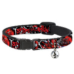 ULTIMATE SPIDER-MAN Cat Collar Breakaway - SPIDER-MAN 3-Poses Spider Web Sketch Black White Red